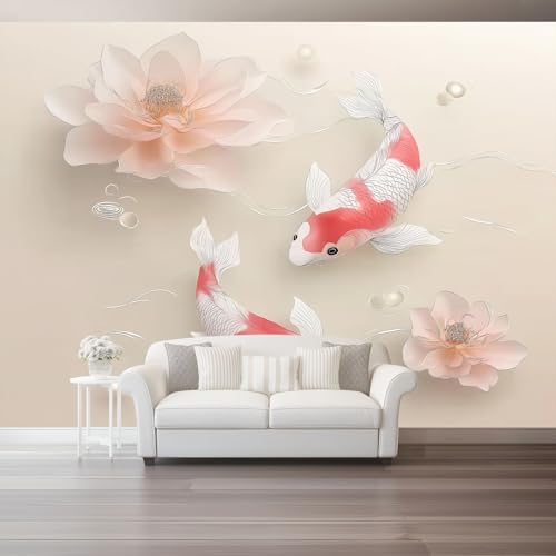 Wandtapete Vlies Fototapete Rosa - Orientalisch Blumen Koi Elegant Wanddeko, Perfekt für Wohnzimmer & Schlafzimmer, Einfach anzubringen, Nicht selbstklebend, 400 x 280 cm Wandtapete Vlies Fototapete Rosa - Orientalisch Blumen Koi Elegant Wanddeko, Perfekt für Wohnzimmer & Schlafzimmer, Einfach anzubringen, Nicht selbstklebend, 400 x 280 cm von Generic