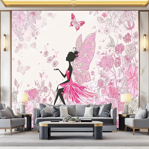 Wandtapete Vlies Fototapete Rosa Weiß - Cartoon Ranken Fee Blumen Wanddeko, Perfekt für Wohnzimmer & Schlafzimmer, Einfach anzubringen, Nicht selbstklebend, 400 x 280 cm Wandtapete Vlies Fototapete Rosa Weiß - Cartoon Ranken Fee Blumen Wanddeko, Perfekt für Wohnzimmer & Schlafzimmer, Einfach anzubringen, Nicht selbstklebend, 400 x 280 cm von Generic