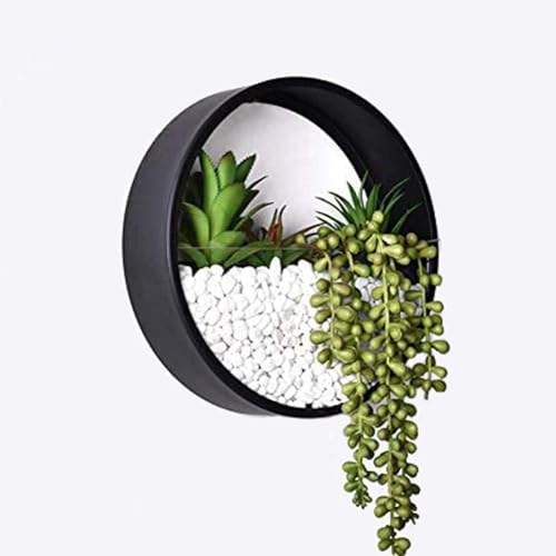 Wandteller Metall Kunst Hagig Blumenvase Roud Iro Hagig Korb Einfarbig Wand Plater Dekor Adormet Bosai Creative Idoor Töpfe Terrarien Plater Blumen Boxen, Black, (Large(12") von Generic