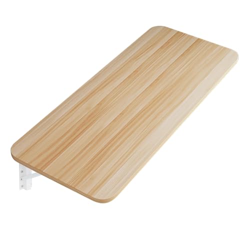 Wandtisch Klappbar Balkon Unsichtbar Schwimmender Computer Schreibtisch, aus Massivem Holz Gefertigt, for Arbeitszimmer, KüChe WäScherei Usw(Light Wood,100x30cm/39x12in) von Generic