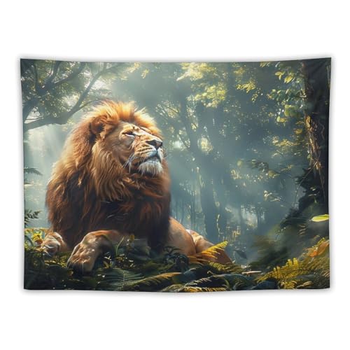 Wandtuch Löwe Sonnenschein Natur Vorhang Wandteppich Weiches Tapestry Waschbar Wand Dekoration Für Schlafzimmer Wohnzimmer Zimmer 130x152cm von Generic