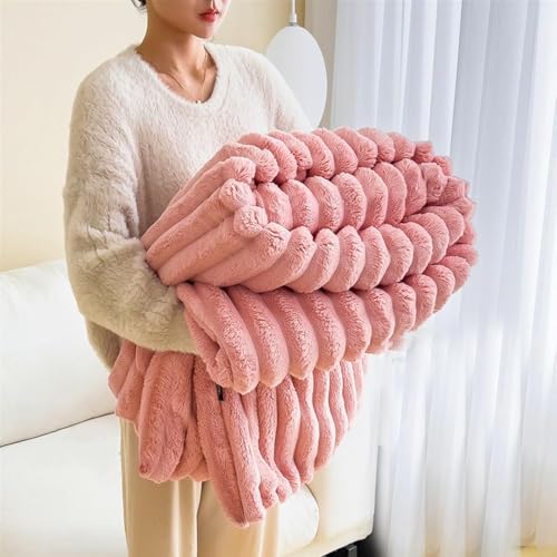 Warme Wendbare Decke King Size Fuzzy Cozy Sofa Spatial Texture Cover, 6 Pink, 200 * 230cm von Generic