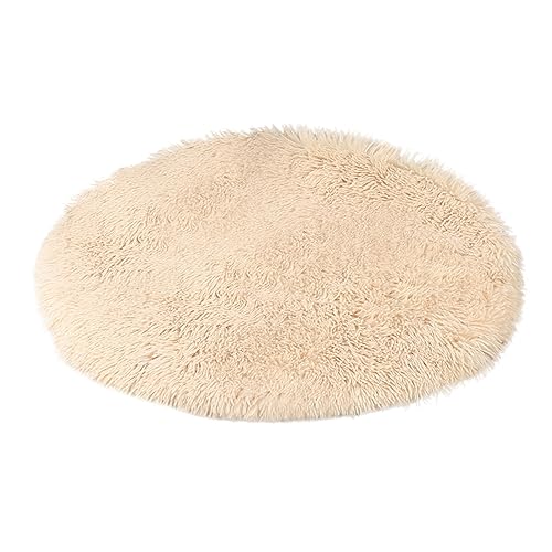 Warme Winter-Haustiermatten für Katzen, Hundehütten, kleine und mittelgroße Hunde, warme Decke, rund, Plüsch, gemütlich wojonifuiliy01 (Beige, One Size) von Generic