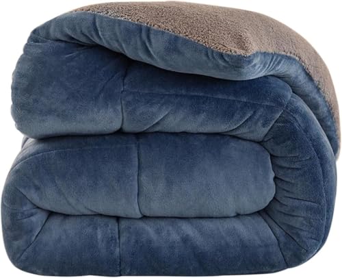 Warme Winter-baumwollbettdecke Doppelte Wendbare Lammdecke Für Alle Jahreszeiten Weiche Bezugslose Bettdecke Für Ultimativen Komfort, Blue, 150x200cm (2.5kg) von Generic
