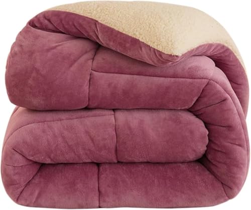 Warme Winter-baumwollbettdecke Doppelte Wendbare Lammdecke Für Alle Jahreszeiten Weiche Bezugslose Bettdecke Für Ultimativen Komfort, Pink, 180x220cm (3.5kg) von Generic