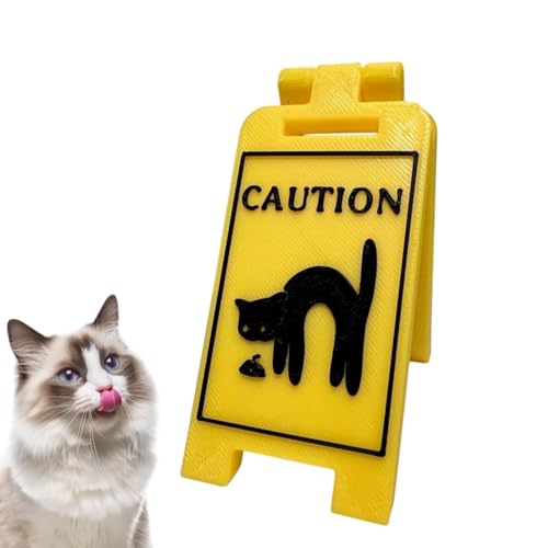 Warnschild für Katzen, Erbrochenes Schild für Katzen, lustiges und niedliches Warnschild für den Hof | Lustige Katzenzeichen-Dekoration, Schreibtischdekoration für Dec von Generic