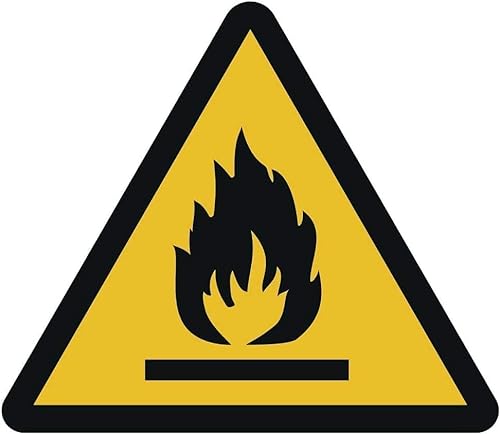 Warnung vor feuergefährlichen Stoffen Kunststoffschild Ø 10 cm gemäß ISO 7010, ASR A1.3 (wetterfest) von Generic