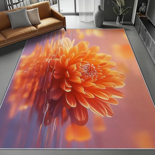 Waschbar Teppich für Wohnzimmer Esszimmer Kinderzimmer Abstrakt Blumen Chrysantheme Struktur Thema, Flanell Nachttisch Teppich mit Rutschfester TPR-Rückseite 120 x 180 cm, Orange Farbe Waschbar Teppich für Wohnzimmer Esszimmer Kinderzimmer Abstrakt Blumen Chrysantheme Struktur Thema, Flanell Nachttisch Teppich mit Rutschfester TPR-Rückseite 120 x 180 cm, Orange Farbe von Generic