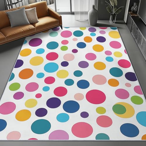 Waschbar Teppich für Wohnzimmer Esszimmer Kinderzimmer Abstrakt Einfach Punkte Geometrisch Thema, Flanell Nachttisch Teppich mit Rutschfester TPR-Rückseite 160 x 230 cm, Bunt Waschbar Teppich für Wohnzimmer Esszimmer Kinderzimmer Abstrakt Einfach Punkte Geometrisch Thema, Flanell Nachttisch Teppich mit Rutschfester TPR-Rückseite 160 x 230 cm, Bunt von Generic