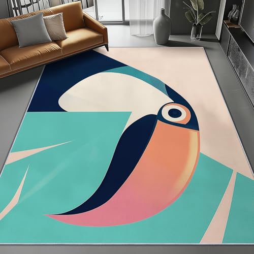 Waschbar Teppich für Wohnzimmer Esszimmer Kinderzimmer Minimalismus Abstrakt Riesiger Vogelschnabel Thema, Flanell Nachttisch Teppich mit Rutschfester TPR-Rückseite 160 x 230 cm, Blaugrün Waschbar Teppich für Wohnzimmer Esszimmer Kinderzimmer Minimalismus Abstrakt Riesiger Vogelschnabel Thema, Flanell Nachttisch Teppich mit Rutschfester TPR-Rückseite 160 x 230 cm, Blaugrün von Generic