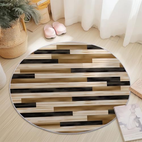 Waschbare Runde Teppiche 100 cm, Modern Abstrakt Holzmaserung Linien Rutschfester Runder Teppich für das Wohnzimmer, Bunt Weicher Niedrigfloriger Teppich für unter den Esstisch Waschbare Runde Teppiche 100 cm, Modern Abstrakt Holzmaserung Linien Rutschfester Runder Teppich für das Wohnzimmer, Bunt Weicher Niedrigfloriger Teppich für unter den Esstisch von Generic