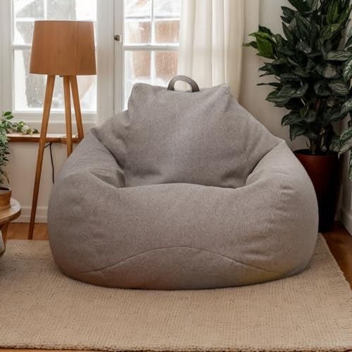 Waschbare Sitzsack Husse Velours Modern Dehnbar Zippverschluss Erwachsene Gaming Ohne Füllung Wohnzimmer Büro Schlafzimmer Bezug Für Erwachsene,Braun,90 * 110cm von Generic