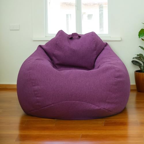 Waschbare Sitzsack Husse Velours Modern Dehnbar Zippverschluss Erwachsene Gaming Ohne Füllung Wohnzimmer Büro Schlafzimmer Bezug Für Erwachsene,Lila,100 * 120cm von Generic