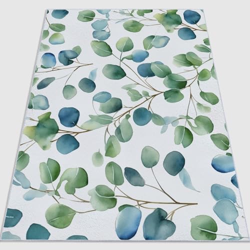 Waschbarer Kurzflor Teppich 80 x 150 cm, Rutschfester Ultraweicher Minimalistisch Aquarell Natur Pflanzen Blätter Bedruckter Teppich aus Flanell Geeignet für Schlafzimmer Wohnzimmer Grün Waschbarer Kurzflor Teppich 80 x 150 cm, Rutschfester Ultraweicher Minimalistisch Aquarell Natur Pflanzen Blätter Bedruckter Teppich aus Flanell Geeignet für Schlafzimmer Wohnzimmer Grün von Generic