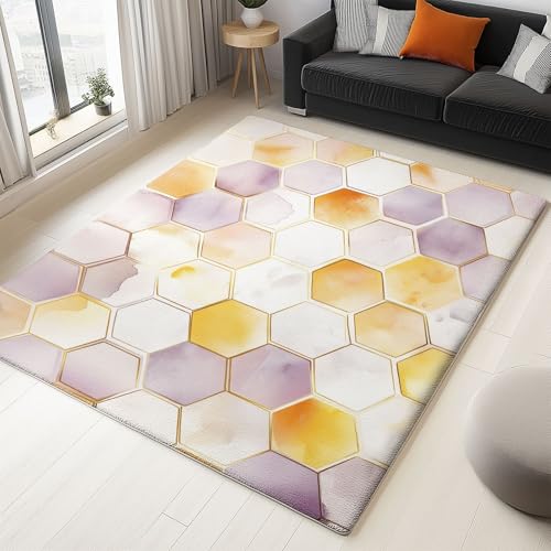 Waschbarer Kurzflor Teppich Anti-Rutsch 120 x 180 cm für Badezimmer Wohnzimmer Schlafzimmer Kinderzimmer Flur Läufer Aquarell geometrische Wabenillustration, Teppich Matte Faltbar Hellrosa Waschbarer Kurzflor Teppich Anti-Rutsch 120 x 180 cm für Badezimmer Wohnzimmer Schlafzimmer Kinderzimmer Flur Läufer Aquarell geometrische Wabenillustration, Teppich Matte Faltbar Hellrosa von Generic