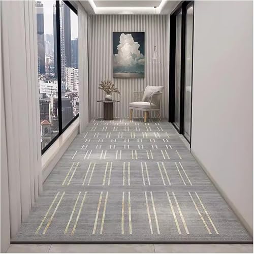 Waschbarer Rutschfester Flurläuferteppich 15 Ft 10 Ft 12 Ft 3 Ft 8ft 16ft Lang, Grauer Moderner Eingangsteppich Bodenmatte Für Büro Wohnzimmer Familienzimmer, 8mm Dicker Tep, Style1, 1.6x5.5m/5.2x18ft von Generic