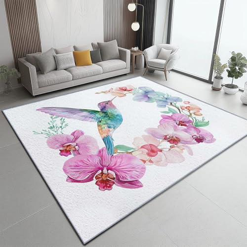 Waschbarer Teppich 120 x 180 cm Weicher Rutschfester Kinderteppich für Wohnzimmer, Schlafzimmer Aquarell Einfacher Kranz Vögel, Pflegeleichter Rechteckiger Teppich Elfenbein Waschbarer Teppich 120 x 180 cm Weicher Rutschfester Kinderteppich für Wohnzimmer, Schlafzimmer Aquarell Einfacher Kranz Vögel, Pflegeleichter Rechteckiger Teppich Elfenbein von Generic