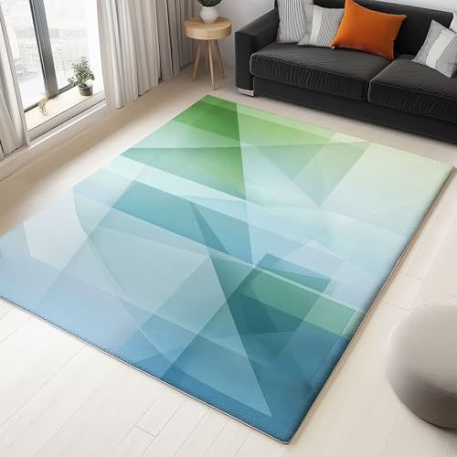 Waschbarer Teppich Hellblau Weicher Rutschfester Kinderteppich für Wohnzimmer, Schlafzimmer 160 x 230 cm, Pflegeleichter Rechteckiger Teppich Geometrischer Batik-Stil im schlichten Stil Muster Waschbarer Teppich Hellblau Weicher Rutschfester Kinderteppich für Wohnzimmer, Schlafzimmer 160 x 230 cm, Pflegeleichter Rechteckiger Teppich Geometrischer Batik-Stil im schlichten Stil Muster von Generic