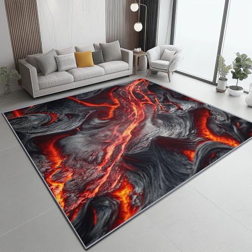 Waschbarer Teppich Schwarz Rot Weicher Rutschfester Kinderteppich für Wohnzimmer, Schlafzimmer 60 x 120 cm, Pflegeleichter Rechteckiger Teppich Einfaches Bild im Lava-Stil Muster Waschbarer Teppich Schwarz Rot Weicher Rutschfester Kinderteppich für Wohnzimmer, Schlafzimmer 60 x 120 cm, Pflegeleichter Rechteckiger Teppich Einfaches Bild im Lava-Stil Muster von Generic