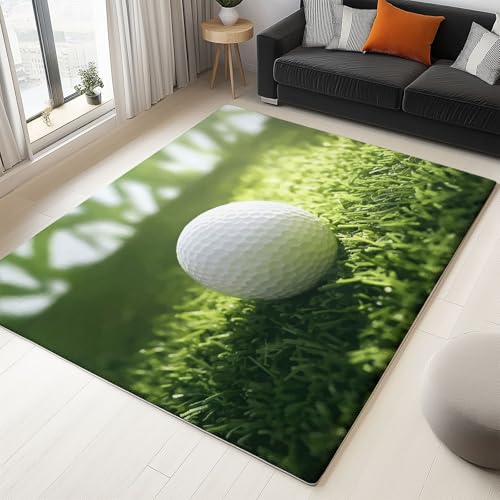 Waschbarer Teppich Wohnzimmer 160 x 230 cm, Moderner Sport High Golf Design Teppich Schlafzimmer Kurzflor, Groß Teppiche rutschfest Weiche für Kinderzimmer Esszimmer Flur Grün Waschbarer Teppich Wohnzimmer 160 x 230 cm, Moderner Sport High Golf Design Teppich Schlafzimmer Kurzflor, Groß Teppiche rutschfest Weiche für Kinderzimmer Esszimmer Flur Grün von Generic