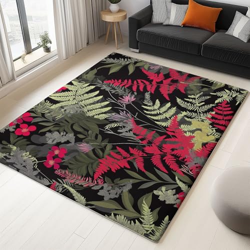 Waschbarer Teppich Wohnzimmer 160 x 230 cm, Natürliche Farne Design Teppich Schlafzimmer Kurzflor, Groß Teppiche rutschfest Weiche für Kinderzimmer Esszimmer Flur Grün Waschbarer Teppich Wohnzimmer 160 x 230 cm, Natürliche Farne Design Teppich Schlafzimmer Kurzflor, Groß Teppiche rutschfest Weiche für Kinderzimmer Esszimmer Flur Grün von Generic