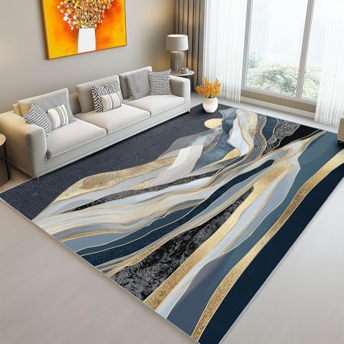 Waschbarer Teppich Wohnzimmer 60 x 120 cm, Abstrakte Bergstreifen Design Teppich Schlafzimmer Kurzflor, Groß Teppiche rutschfest Weiche für Kinderzimmer Esszimmer Flur Gold Grau Waschbarer Teppich Wohnzimmer 60 x 120 cm, Abstrakte Bergstreifen Design Teppich Schlafzimmer Kurzflor, Groß Teppiche rutschfest Weiche für Kinderzimmer Esszimmer Flur Gold Grau von Generic