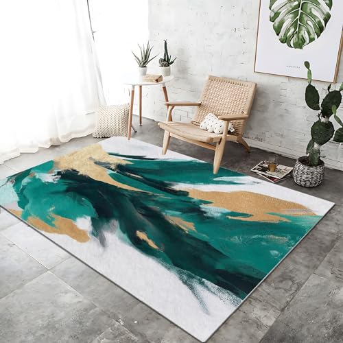 Waschbarer Teppich Wohnzimmer Grün rutschfeste Badvorleger Matte, 180 x 240 cm Flanell Kurzflor Antibakteriell Teppich Schlafzimmer - Abstrakt Modern Gesprenkelte Farbblöcke Dekoration Türmatte Waschbarer Teppich Wohnzimmer Grün rutschfeste Badvorleger Matte, 180 x 240 cm Flanell Kurzflor Antibakteriell Teppich Schlafzimmer - Abstrakt Modern Gesprenkelte Farbblöcke Dekoration Türmatte von Generic
