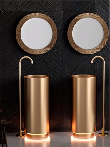 Waschbecken, Edelstahl Säulen-Anti-Kick-waschbecken Zylindrisches Waschbecken Bodenstehendes Integriertes Waschbecken, Rose Gold, B von Generic