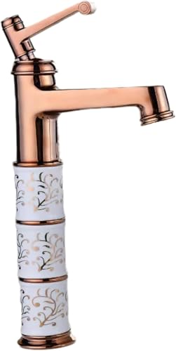 Waschbecken Wasserhahn Gold Vollkupfer Becken Warm- Und Kaltwaschbecken Wasserhahn Haushaltsbecken Waschbecken Waschbecken über Dem Waschbeckenhahn Erhöhen, Rose Gold 3 Section von Generic