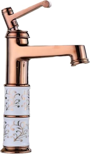 Waschbecken Wasserhahn Gold Vollkupfer Becken Warm- Und Kaltwaschbecken Wasserhahn Haushaltsbecken Waschbecken Waschbecken über Dem Waschbeckenhahn Erhöhen, Rose Gold Section 2 von Generic