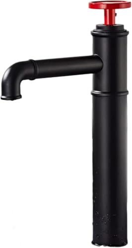 Waschbeckenarmatur Armaturen Alle Kupfer Schwarz Industrie Fengshui Wasserhahn Warm Und Kalt Rot Retro Waschbecken Über Der Arbeitsplatte Waschbecken Wasserhahn, Black and Red Short Style von Generic