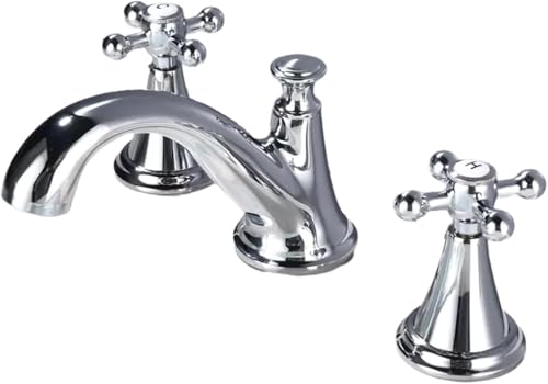 Waschbeckenarmaturen Wasserhahn Badezimmer Dreiloch-doppelgriffbecken Vollkupfer-doppelschalterhahn Schwarz Dreiteiliger Geteilter Warm- Und Kaltwasserhahn Mit Doppelsteuerung, Silver Waschbeckenarmaturen Wasserhahn Badezimmer Dreiloch-doppelgriffbecken Vollkupfer-doppelschalterhahn Schwarz Dreiteiliger Geteilter Warm- Und Kaltwasserhahn Mit Doppelsteuerung, Silver von Generic