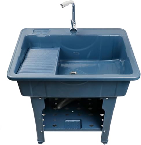 Waschküche Waschbecken Wäschewanne Mit Wasserhahn, Freistehendes Wäschewaschbecken Kunststoff Waub Reinigungsbecken, Waschbrettbecken Für Den Innenbereich Im Freien Z, Blue, 65x56x80cm Waschküche Waschbecken Wäschewanne Mit Wasserhahn, Freistehendes Wäschewaschbecken Kunststoff Waub Reinigungsbecken, Waschbrettbecken Für Den Innenbereich Im Freien Z, Blue, 65x56x80cm von Generic