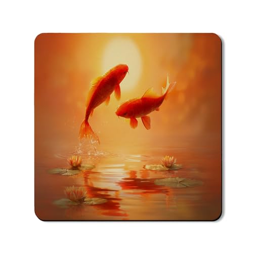 Waschmaschinen-Abdeckung für Karpfenfische, orange, elegantes Wasserlilien-Design, dekorative Gummi-Anti-Rutsch-Matten für Waschküche, 61 x 61 cm Waschmaschinen-Abdeckung für Karpfenfische, orange, elegantes Wasserlilien-Design, dekorative Gummi-Anti-Rutsch-Matten für Waschküche, 61 x 61 cm von Generic