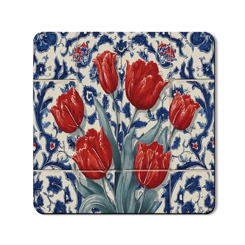 Waschmaschinen-Abdeckung mit Blumenmuster im Vintage-Stil, rotes Tulpenmuster, traditionelles Gummi, rutschfest, wasserdicht, Wasch- und Trocknermatten für Waschküche, 61 x 61 cm Waschmaschinen-Abdeckung mit Blumenmuster im Vintage-Stil, rotes Tulpenmuster, traditionelles Gummi, rutschfest, wasserdicht, Wasch- und Trocknermatten für Waschküche, 61 x 61 cm von Generic
