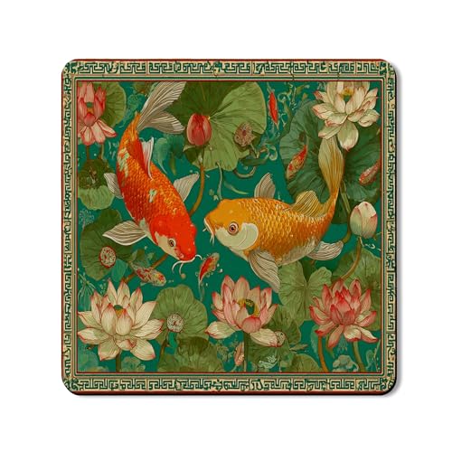 Waschmaschinen- und Trocknerabdeckung für Karpfenfische, Vintage-Stil, asiatisches Blumendesign, dekorative Gummi-Anti-Rutsch-Matten für Waschküche, 61 x 61 cm Waschmaschinen- und Trocknerabdeckung für Karpfenfische, Vintage-Stil, asiatisches Blumendesign, dekorative Gummi-Anti-Rutsch-Matten für Waschküche, 61 x 61 cm von Generic