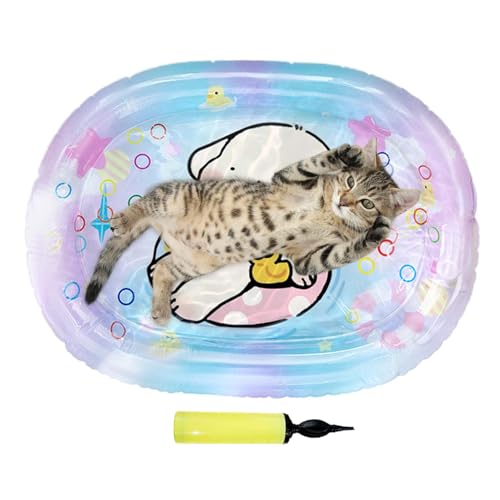 Wasserbett für Katzen, Spielmatte für das Wasserbett der Katze | Gat Water Mat Toy Sensory - Verdicktes Rechteck Faltbares aufblasbares Übungsspielzeug, Kühlkissen Wasserbett für Katzen, Spielmatte für das Wasserbett der Katze | Gat Water Mat Toy Sensory - Verdicktes Rechteck Faltbares aufblasbares Übungsspielzeug, Kühlkissen von Generic