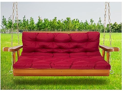 Wasserdichte Gartenschaukelstuhl Sitzkissen für 2 oder 3 Personen Sitzbänke Burgunder 150 x 100 cm im Freien Terrasse Veranda Möbelersatz mit Rückenlehne von Generic