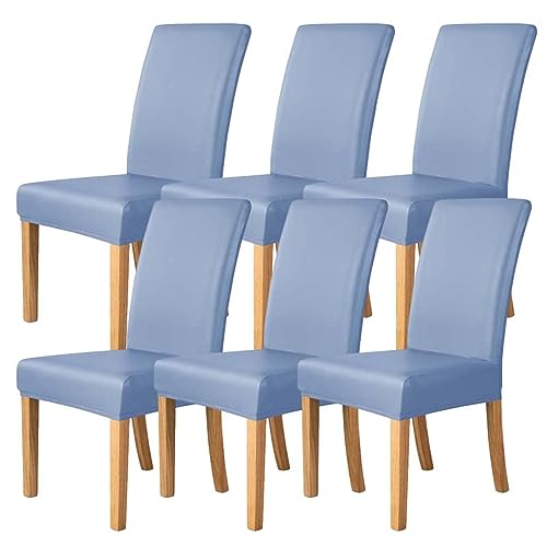 Wasserdichte PU Leder Esszimmerstuhlbezug einfarbig blau ölbeständig Beschützer für Zuhause und Hotel Verwendung passt Standardgröße (6) - Elegant & Möbel Upgrade von Generic