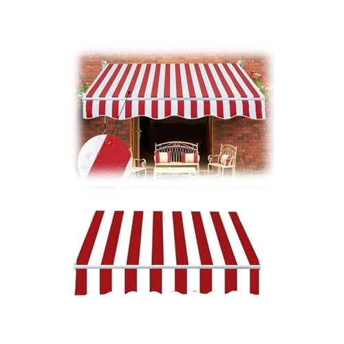 Wasserdichte Sonnenschutz-Markisenabdeckung for die Terrasse,Ersatz for einziehbaren Terrassenmarkisenstoff ，für Hof, Balkon(Red,22.9x11.5ft(7 * 3.5m)) von Generic