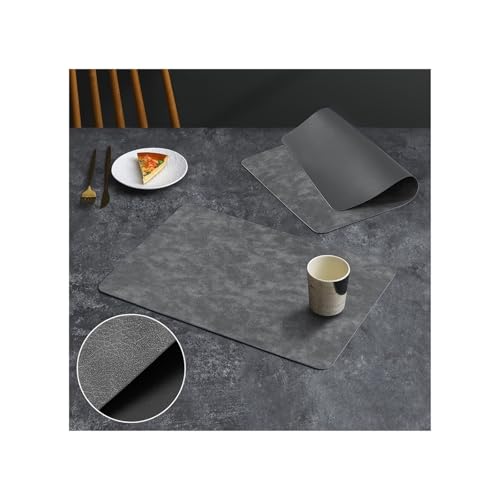 Wasserdichte Tischsets aus Kunstleder, 4er-/6er-/8er-Set, rutschfeste, leicht zu reinigende Tischsets für den Küchen-, Kaffee- und Esszimmertisch(Starry gray+black gray,Set of 4) von Generic