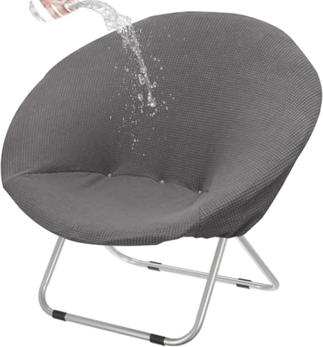 Wasserdichter Moon Chair Bezug Stretch - Klappstuhl Husse 28-32 Zoll Rund Sessel Bezug, Schutzhülle Für Faltbare Saucer Chair Schlafsaal Zimmer Haustiere Kinder(Dark Gray,Set of 1) von Generic