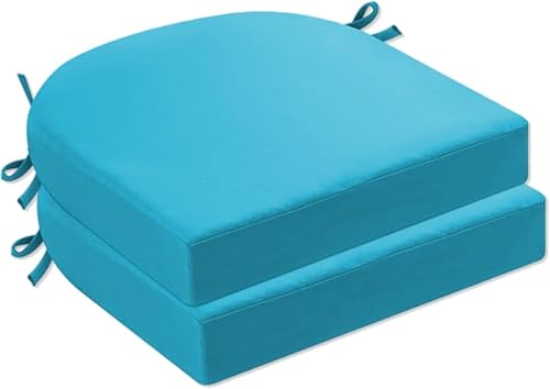 Wasserdichtes Stuhlkissen Dickes Kissen, Outdoor -Stuhlkissen 2 Für Küche, Esszimmer, Wohnzimmer Und Garten, Terrasse, Abnehmbarer Bezug(Sea Blue,19x19x3in) von Generic