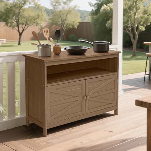 Wasserfester Beistelltisch aus HDPE mit Doppel-, Outdoor-Sideboard mit Ablage, dekoratives Esszimmer-Sideboard, wetterfester Lagerschrank für den Außenbereich, Hinterhof, Terrasse Wasserfester Beistelltisch aus HDPE mit Doppel-, Outdoor-Sideboard mit Ablage, dekoratives Esszimmer-Sideboard, wetterfester Lagerschrank für den Außenbereich, Hinterhof, Terrasse von Generic