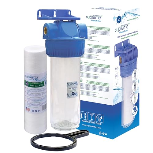 Wasserfilter Set 10" 3/4” Gehäuse + Filter + Schlüssel Wasserfiltergehäuse Vorfilter SUPREME H103-S34-SET1 Wasserfiltration | Filtereinsatz | Wasserfilterkartusche von Generic