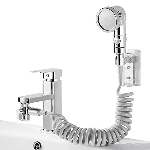 Wasserhähne, Handbrauseaufsatz Für Wasserhahn, Badezimmer-Wasserhahn-Sprühaufsatz Für Badezimmer-Waschbecken, Hand-Bidet-Set, Abnehmbarer Schlauch Zum Haarewaschen Im Badezimmer/Chrom/a von Generic