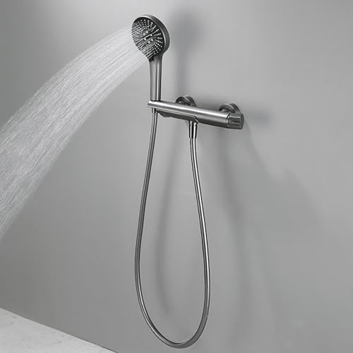 Wasserhahn Bad Waschtischarmatur Mischbatterie Waschbecken Handbrause mit 5 Modi Wandmontage heiß und kalt Grau Badarmatur Waschbeckenarmatur Wasserhahn Bad Waschtischarmatur Mischbatterie Waschbecken Handbrause mit 5 Modi Wandmontage heiß und kalt Grau Badarmatur Waschbeckenarmatur von Generic