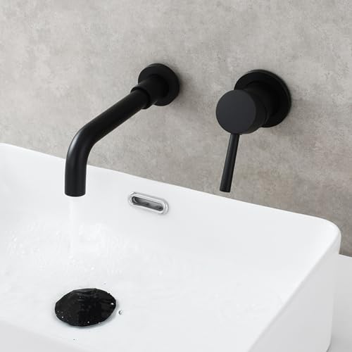 Wasserhahn Bad Waschtischarmatur Mischbatterie Waschbecken Wandmontierter Waschtisch-Einhebelmischer 360 ° drehbar für Kalt und Warmwasser Schwarz Badarmatur Waschbeckenarmatur Wasserhahn Bad Waschtischarmatur Mischbatterie Waschbecken Wandmontierter Waschtisch-Einhebelmischer 360 ° drehbar für Kalt und Warmwasser Schwarz Badarmatur Waschbeckenarmatur von Generic