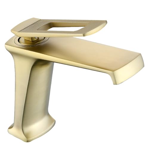 Wasserhahn Bad Waschtischarmatur Mischbatterie Waschbecken Wasserfall-Badezimmerarmatur gebürstetes Goldmessing Einlochmontage Warm oder Kaltwasserfall gebürstetes Gold Badarmatur Waschbeckenarmatur Wasserhahn Bad Waschtischarmatur Mischbatterie Waschbecken Wasserfall-Badezimmerarmatur gebürstetes Goldmessing Einlochmontage Warm oder Kaltwasserfall gebürstetes Gold Badarmatur Waschbeckenarmatur von Generic