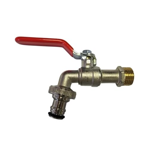 Wasserhahn for den Garten, for die industrielle und private Bewässerung, aus Zinklegierung mit Doppelnippel for Balkon im Freien, Badezimmerhahn 1/2 Zoll Wasserhahn for den Garten, for die industrielle und private Bewässerung, aus Zinklegierung mit Doppelnippel for Balkon im Freien, Badezimmerhahn 1/2 Zoll von Generic